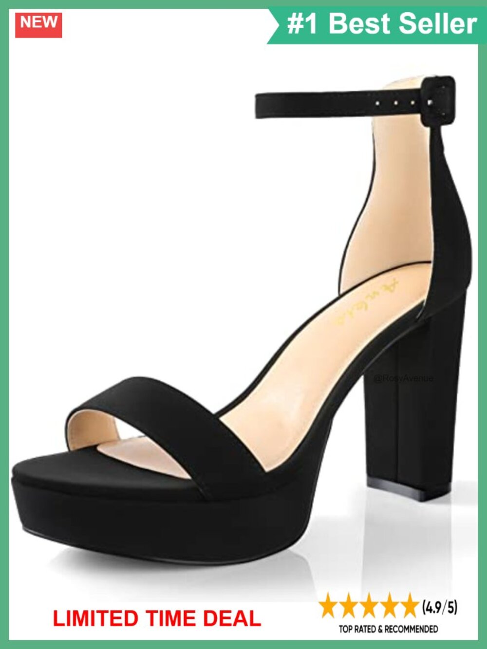 Womens Platform Chunky Heeled Sandals 4 Inch Block Heel Open Toe